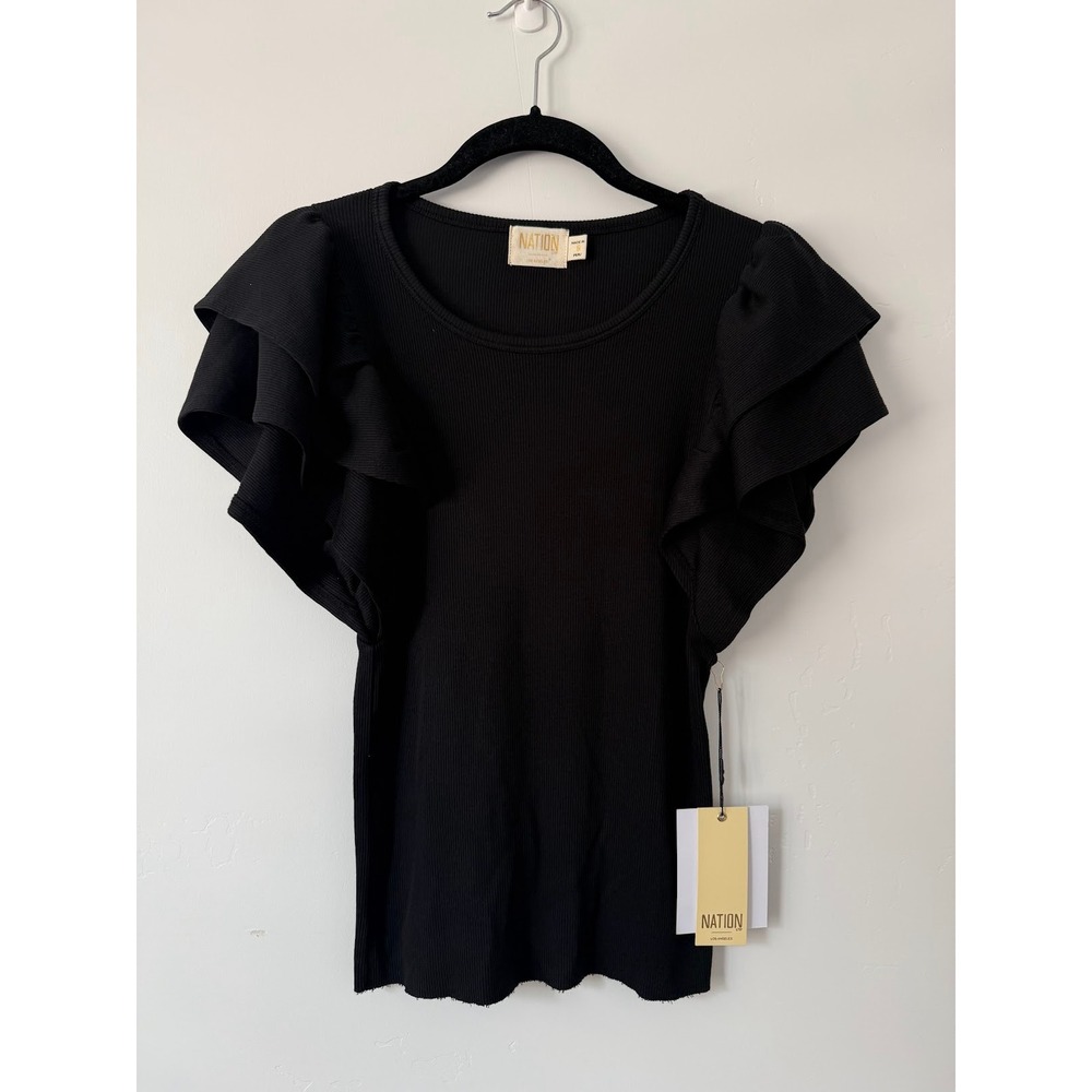 Nation LTD Irina Ribbed Ruffle Sleeve Tee